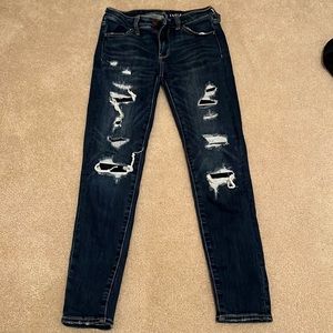 Dark wash jeans from American Eagle, high-rise jegging, size 0 short.
